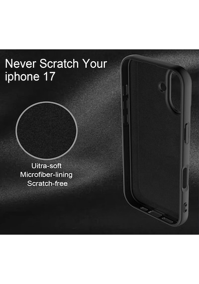 Apple iPhone 17-18 Uyumlu Kılıf Logolu Lansman Soft Yumuşak Içi Kadife Silikon Kapak Siyah Renk