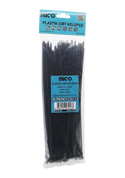 İbico İ13-016 Siyah Plastik Cırt Kelepçe 3.6x250mm 100 Adet - 10'li Paket Diğer