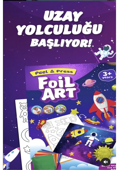 Foılart Peel & Press Yapışkanlı Renkli Basklı Folyo Sanatı 1 Li Uzay Temalı Set