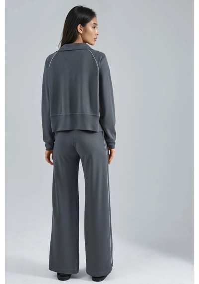 Hiccup Modal Dokulu Fermuarlı Sweatshirt & Pantolon İkili Takım Berşan Collection Gri