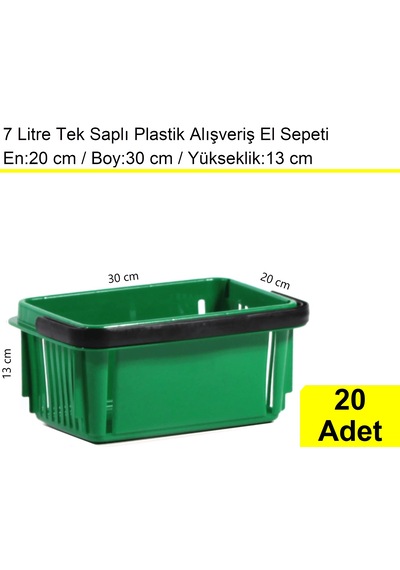 Kozmetik Ve Bijuteri Plastik Alışveriş El Sepeti 7 Litre Yeşil 20 Adet / En:20 Boy:30 Yükseklik:13 Cm Yeşil