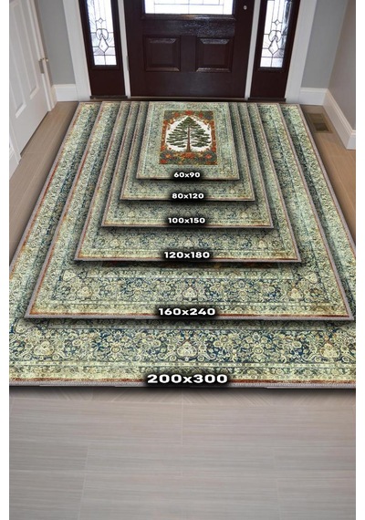 Homshtag Art Deco Çam Ağacı Vintage Halı Görünümlü Dijital Baskı Renkli Halı,rustik Çiçekli Halı Çok Renkli