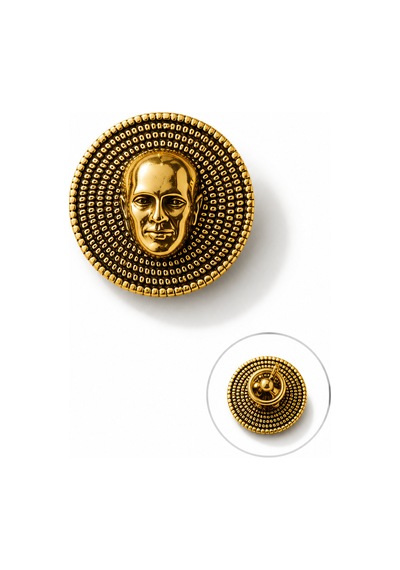 Atatürk Büst Gold Renk Rozet Unisex Yaka Aksesuarı Gri