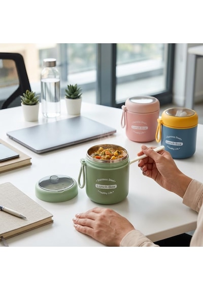 Paslanmaz Çelik Yemek Termosu 530 Ml, Kaşıklı Taşınabilir Yemek Kabı, Çelik İç Hazneli Lunch Box, Askılı Kapaklı Saklama Kabı, Pembe Yeşil Mavi Renk Seçenekli Çok Renkli Paslanmaz Çelik Yemek Termosu 530 Ml, Kaşıklı Taşınabilir Yemek Kabı, Çelik İç Hazneli Lunch Box, Askılı Kapaklı Saklama Kabı, Pembe Yeşil Mavi Renk Seçenekli Çok Renkli