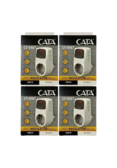 Cata Ct-9187 4000w Akım Korumalı Led Göstergeli Priz 4 Adet Kompakt Tasarım İle Güvenli Kullanım Yok