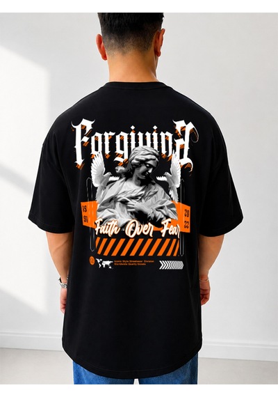 525 Oversize Sırt Baskılı Streetwear Unisex T-shirt Streetwear 2 Siyah