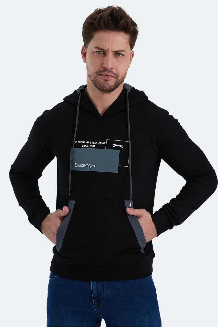 Slazenger Vanda 2 Li Set Erkek Kanguru Cepli Kapüşonlu Siyah - Bej Sweatshırt Siyah - Bej