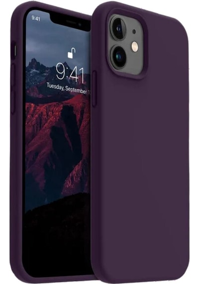 Apple Uyumlu iPhone 12  Silikon Kılıf - Pastel Renk Tonu Esnek Tam Koruma Kapak - Mor
