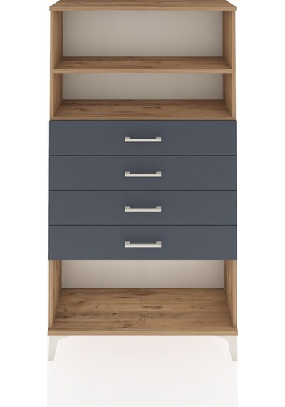 Arges Dolap 2 Raflı 4 Çekmeceli 88x30x163 Çam-antrasit Çam