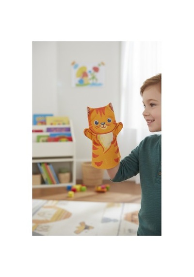 Toys2you Büyük Boy Keçe El Kuklası - Aslan Bej - Turuncu