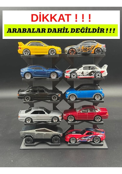 1/64 Ölçek Araç Sergileme Standı 10 Araçlık - Siyah - Araçlar Dahil Değildir Siyah