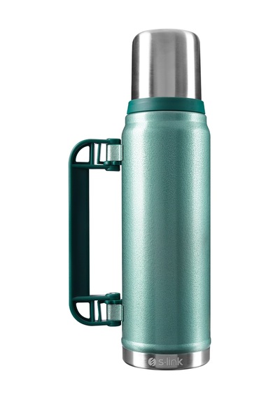 S-link Sl-tm13 Yeşil Kumlama Boya 750ml Iç 304 Dış 201 Sert Plastik Kulp Ve Portatif Paslanmaz Çelik Termos Kupa Yeşil