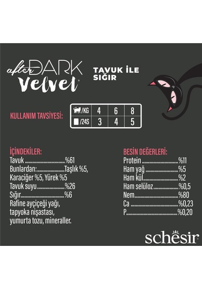 Schesir After Dark Mousse Tavuk Ve Sığır Etli Tahılsız Yetişkin Kedi Konservesi 80 Gr