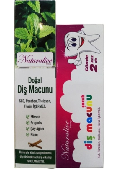 Helal Belgeli Misvak-propolis Ve Naneli Doğal Diş Macunu - 100 Ml + Çocuk Diş Macunu 75ml 2'li Set