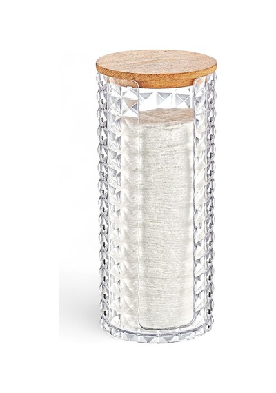 Deconox Diamond Ahşap Kapaklı 3'lü Organizer Set, Diamond Model Modern Pamukluk Düzenleyici Şık 3'lü Pamukluk Set Çok Renkli