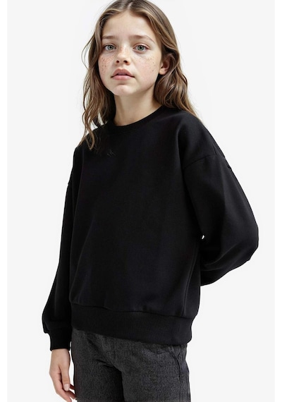 Defacto Kız Çocuk Relax Fit Bisiklet Yaka Slogan Baskılı 2li Sweatshirt E6473a825aubk81 Siyah
