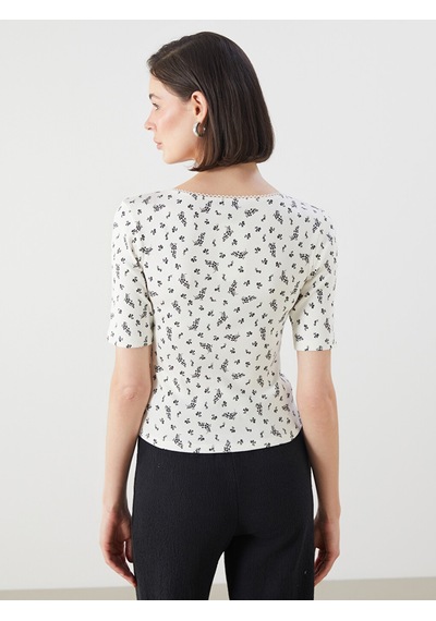 Lcwaıkıkı Classic Ekru U Yaka Çiçekli Kadın Body