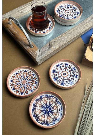 Tabak Evi Stoneware Mozaik Red Sefa 6 Lı Çay Tabağı 10cm Çok Renkli
