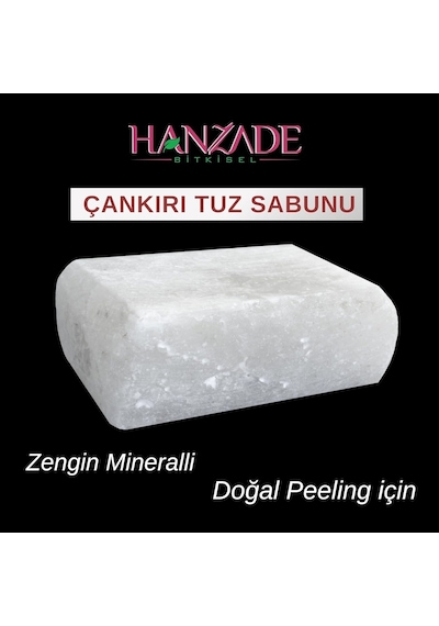 Hanzade Bitkisel Çankırı Tuz Sabunu 300-350 Gr X 3 Adet Zengin Mineralli Doğal Saf Çankırı Kaya Tuzu Sabunu 285 ML