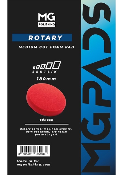 Mg Pads Rotary Ara Kesim İnce Pasta Süngeri Kırmızı - 180 Mm