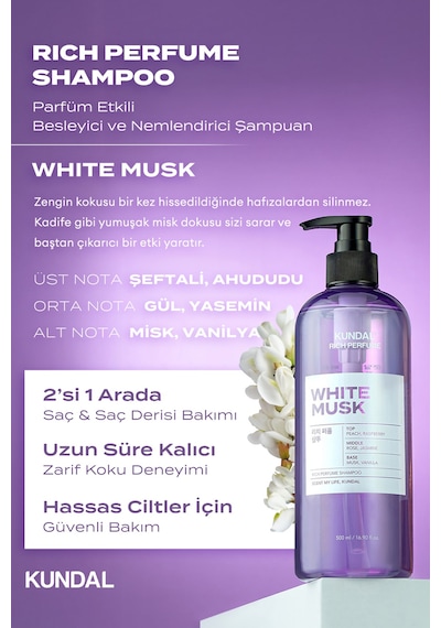 Kundal Rich Perfume Shampoo White Musk 500 ML