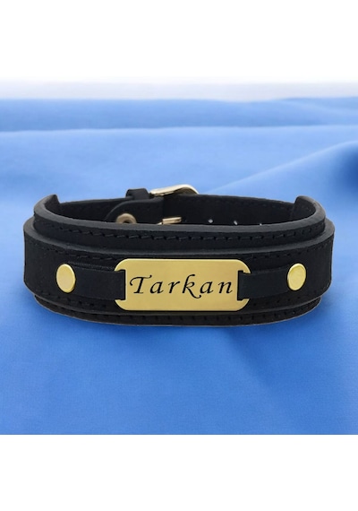 Archin Tarkan İsmine Özel Oval Motifli 14 Ayar Altın Plakalı Doğal Siyah Derili Hediye Bileklik-438isim Tarkan Archin Tarkan İsmine Özel Oval Motifli 14 Ayar Altın Plakalı Doğal Siyah Derili Hediye Bileklik-438isim Tarkan