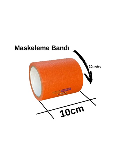 Maskeleme Kağıt Bant Geniş Taban Bandı 100mmx20mt Turuncu