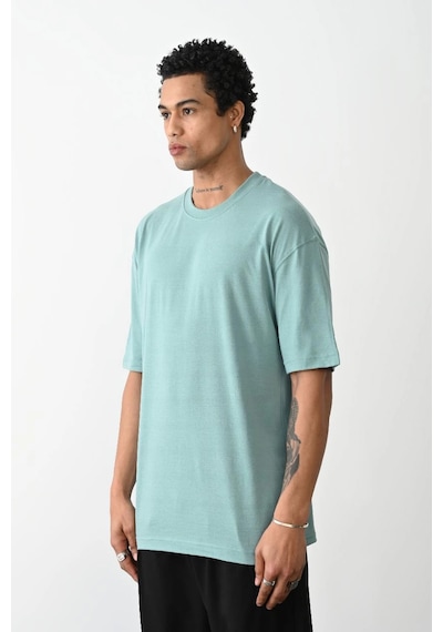 Barlashive Erkek Tişört Düz Basic Penye Yazlık Bisiklet Yaka Kısa Kol T-shirt - Mint Yeşili Çok Renkli
