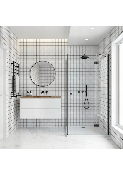 30x60 Cm Kendinden Yapışkanlı Duvar,banyo,tezgah Arası Beyaz Kareli Desen -24 Adet 30 X 60 Cm