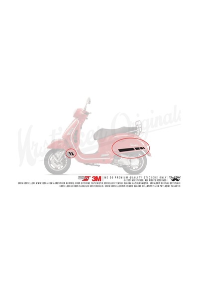 Bay Etiket Sts8 Mat Siyah Vespa Gts250/300 Yan Cita Sticker Set
