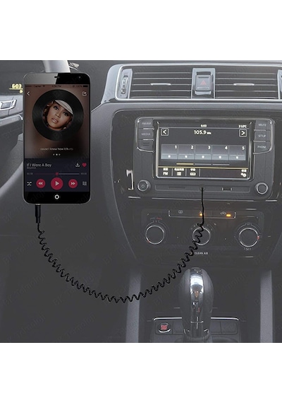 3.5Mm Stereo Spiral Tasarım Araç Içi Aux Ses Aktarım Kablosu