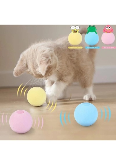 Sesli Ve Akıllı Kedi Oyuncak Topu - 50 Mm, Hayvan Sesli, Eğlenceli Kedi Oyuncağı