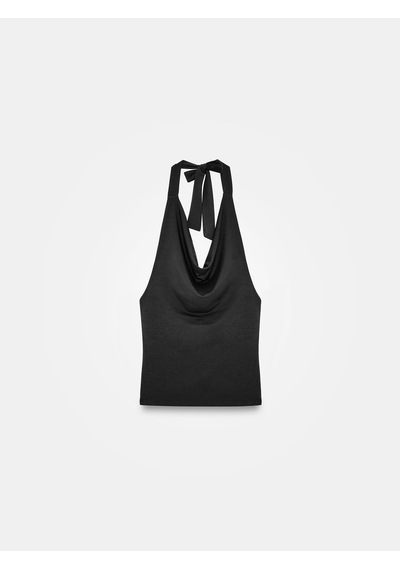 Dilvin 32973 Degaje Yaka Top-siyah