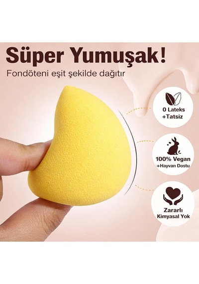 Makyaj Süngeri Seti 6 Lı, 2 Set, Taşınabilir Kutulu, Asorti Renk Ultra Yumuşak Blender Süngerler, Islanınca Genişler, Pürüzsüz Fondöten, Kapatıcı Uygulama, Günlük Ve Profesyonel Kullanım