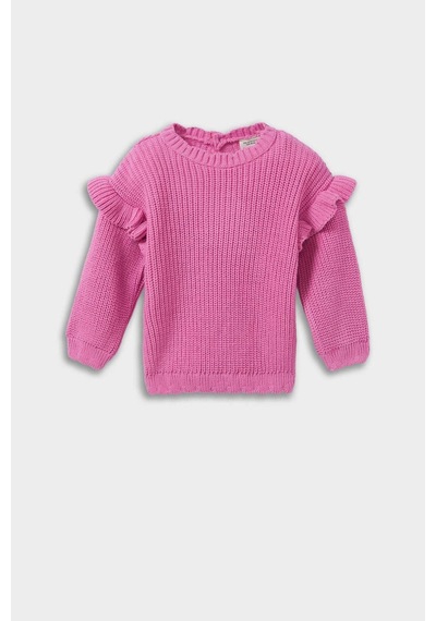 Defacto Kız Bebek Bisiklet Yaka Triko Kazak F2627a525wnpn280 Pembe