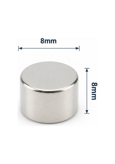 100 Adet - 8x8 Mm Neodyum Mıknatıs Neodim Magnet Yuvarlak