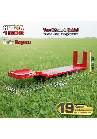 Huına 1502 1/18 Rc Uzaktan Kumandalı İş Makinesi İnşaat Aracı Römork Çekici Dorse Damper Trailer Flatbed 1501 İle Uyumlu Kırmızı