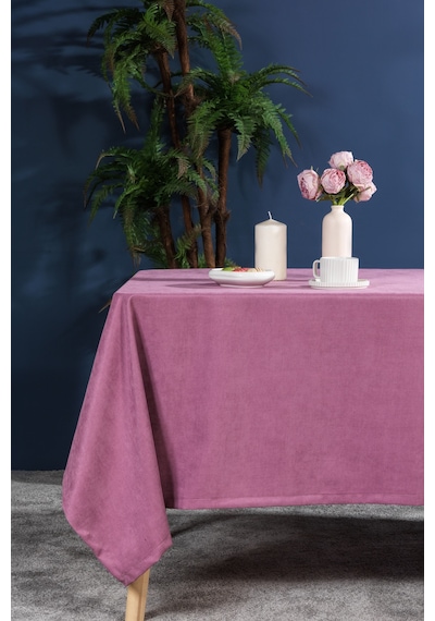Elart Soft Kadife Masa Örtüsü Dikdörtgen 150x220 Cm Gülkurusu Gülkurusu