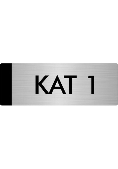 Metal Yönlendirme Levhası, Departman Kapı Isimliği Kat 1 10x20 Cm Gümüş Renk