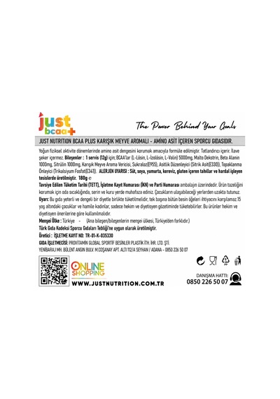Just Nutrition Bcaa Amino Asit Tozu 180 Gr 15 Servis Karışık Meyve + Shaker + Protein Kahve