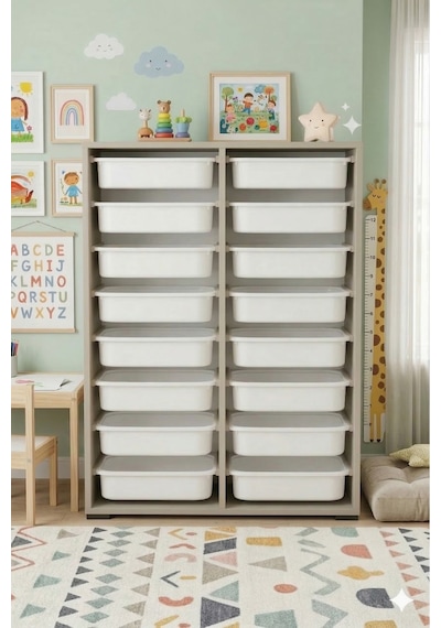 16 Adet Orta Boy Çekmeceli 110 Cm Gri Çocuk Odası Oyuncak Dolabı Ve Çok Amaçlı Saklama Ünitesi - Depolayıcı Düzenleyici Organizer 16 Adet Orta Boy Çekmeceli 110 Cm Gri Çocuk Odası Oyuncak Dolabı Ve Çok Amaçlı Saklama Ünitesi - Depolayıcı Düzenleyici Organizer