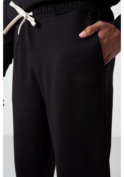 Tommy Life Siyah - Siyah Pamuklu Kalın Yumuşak Dokulu Comfort Fit Nakışlı Erkek Eşofman Takım - 85255 Siyah
