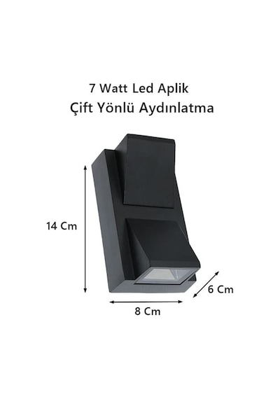 Rodos 7 Watt Modern Duvar Led Aplik 3200k Gün Işığı Çift Yönlü İç Ve Dış Mekan Aplik Ip44