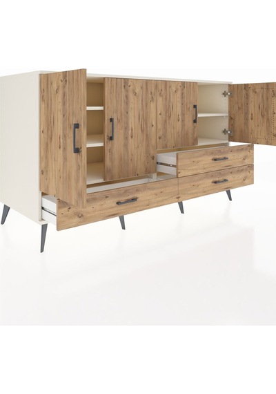 Kronos Konsol 5 Raflı 3 Çekmeceli 4 Kapaklı 176x59x99 Aytaşı-çam Aytaşı-çam