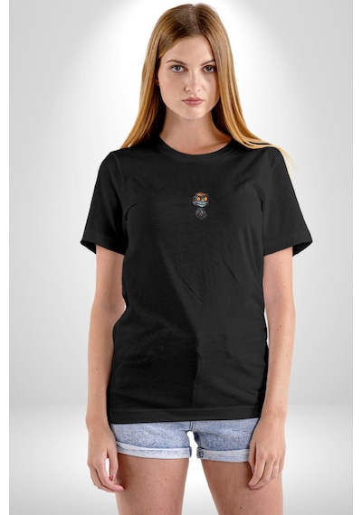 Halloween Genç Zombi Siyah Oversize Unisex Ön Orta Minimal Baskılı Tişört Siyah