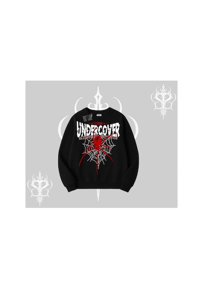 Tarzsokak Beyaz Biskilet Yaka Sweatshirt Spider Undercover Siyah
