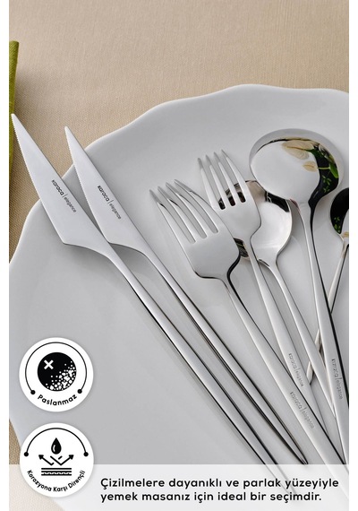 Karaca  Elegance Braga Platin 12 Kişilik 84 Parça Çatal Kaşık Bıçak Takımı
