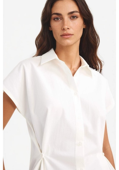 Defacto Fitted Poplin Kısa Kollu Gömlek F7313ax25auer85 Ekru