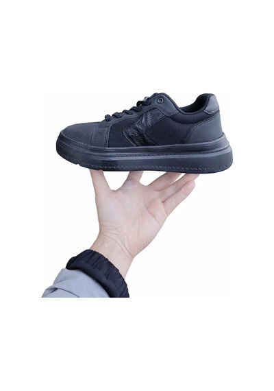 Siyah Kadın Sneaker Kalın Taban Bağcıklı Rahat Günlük Yürüyüş... Siyah