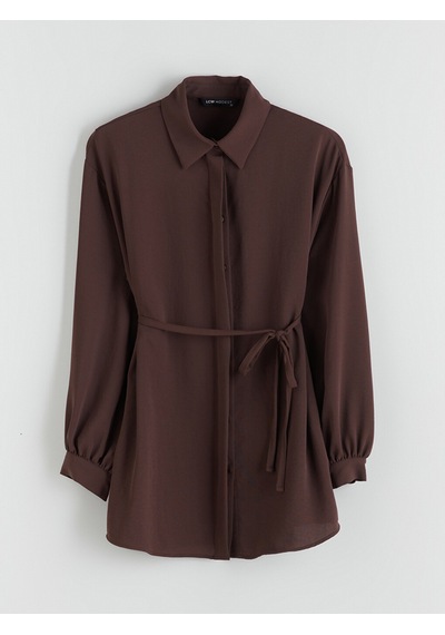 Lcw Modest Kahverengi Oversize Kadın Gömlek Tunik